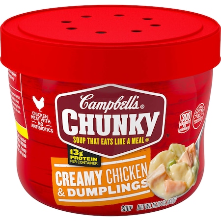 Soup Chunky Chicken & Dumplings Microwaveable Soup 15.25 Oz., PK8